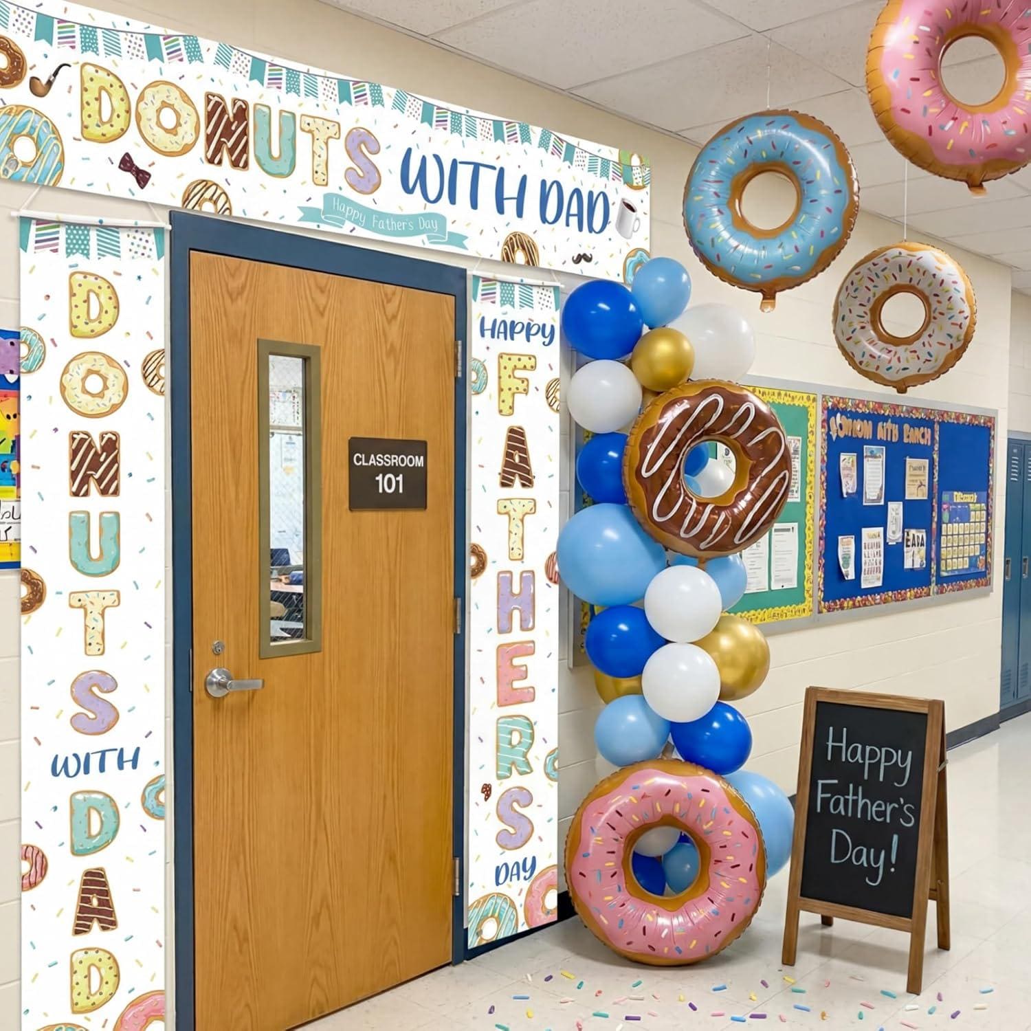 Donuts with Dad Father's Day Banner Set – "Dad Ever" Party Decorations