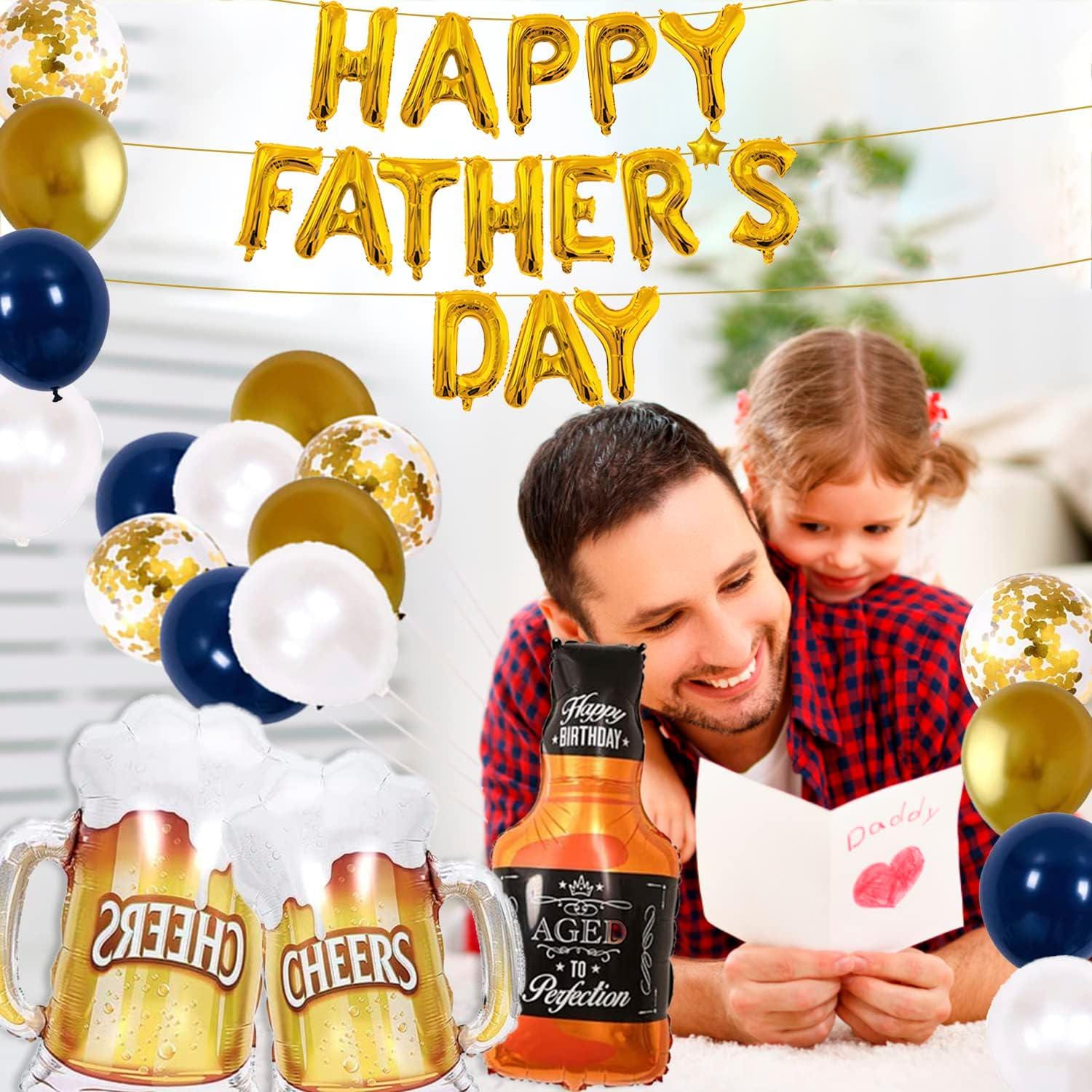 47PCS Happy Father's Day Balloon Decoration Set Blue Party Supplies Photo Booth Backdrop