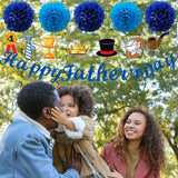 Father's Day Party Decorations Set: Banner, Swirls, Blue Pom Poms for Dad