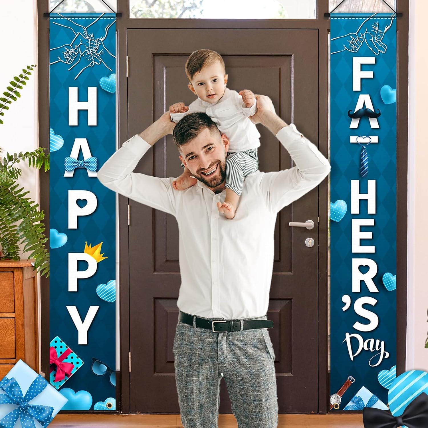 Happy Father's Day Porch Banner Sign 71x12 Inch Front Door Hanging Welcome Decorations