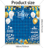 Happy Father's Day Blue Grid Photo Booth Backdrop Banner (71x78 Inch) Party Decorations