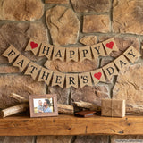 Happy Father's Day Burlap Banner Bunting Flag Garland Party Decorations Photo Backdrop for Dad