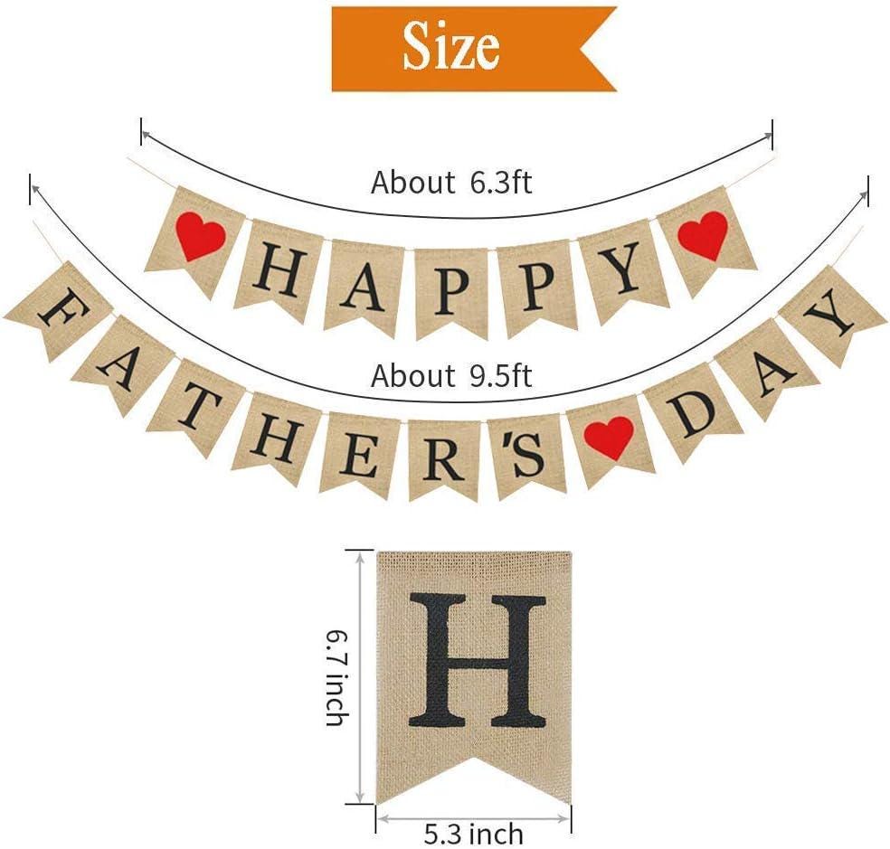 Happy Father's Day Burlap Banner Bunting Flag Garland Party Decorations Photo Backdrop for Dad