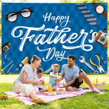 Happy Father's Day Banner: Dad Tools & Tie Party Backdrop (72x48 Inch)