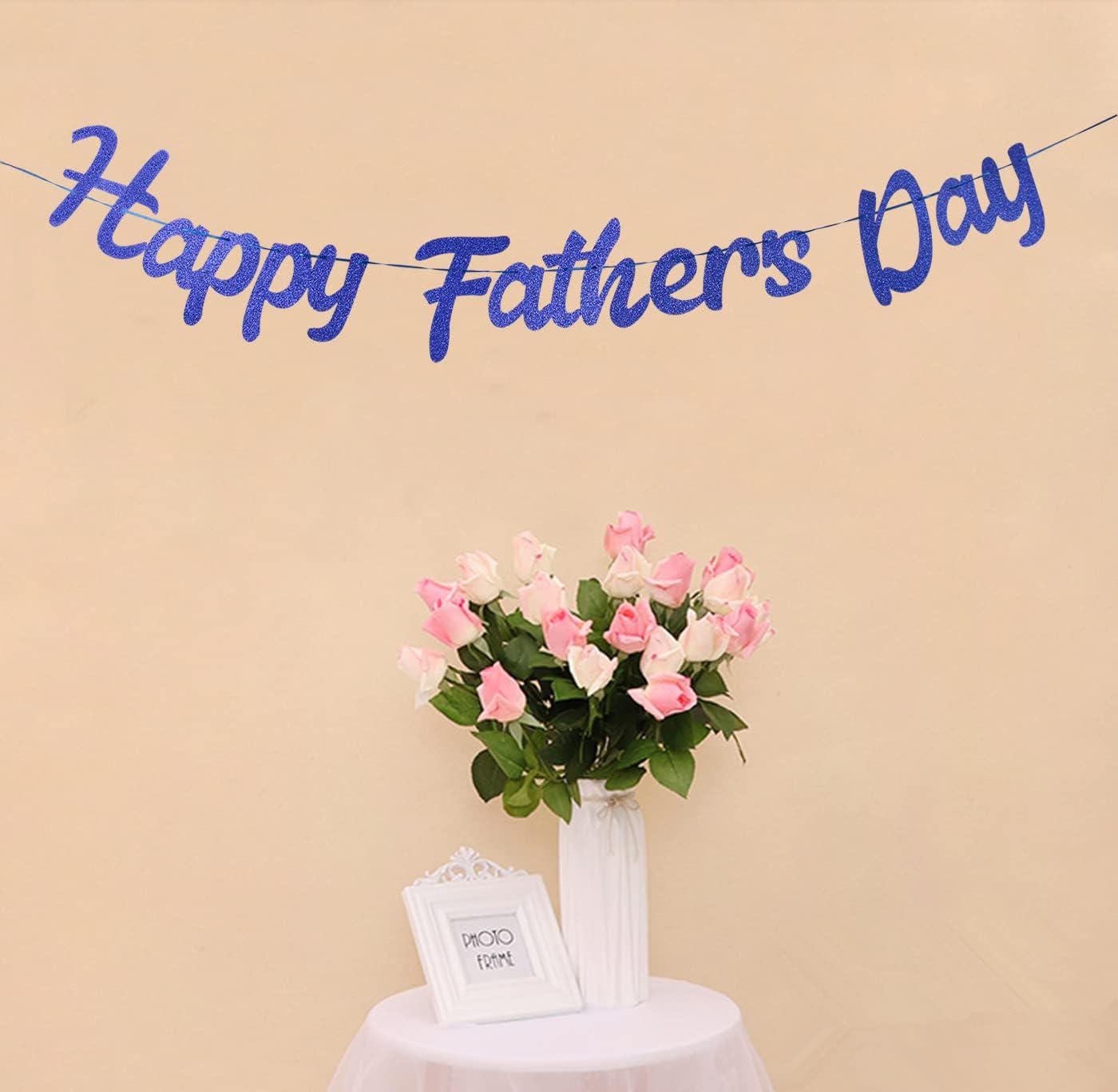 Happy Father's Day Blue Bunting Garland Banner – Photo Prop Party Decoration