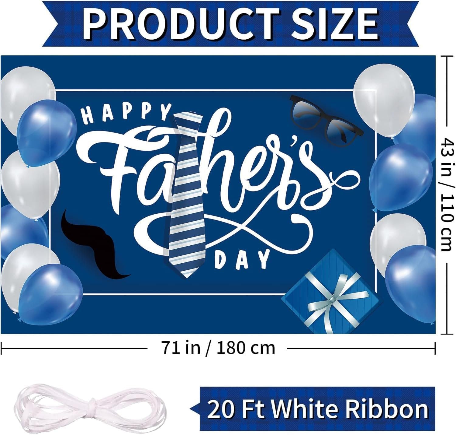 Large Happy Father's Day Backdrop Banner Party Decorations Photography Background for Home Celebration