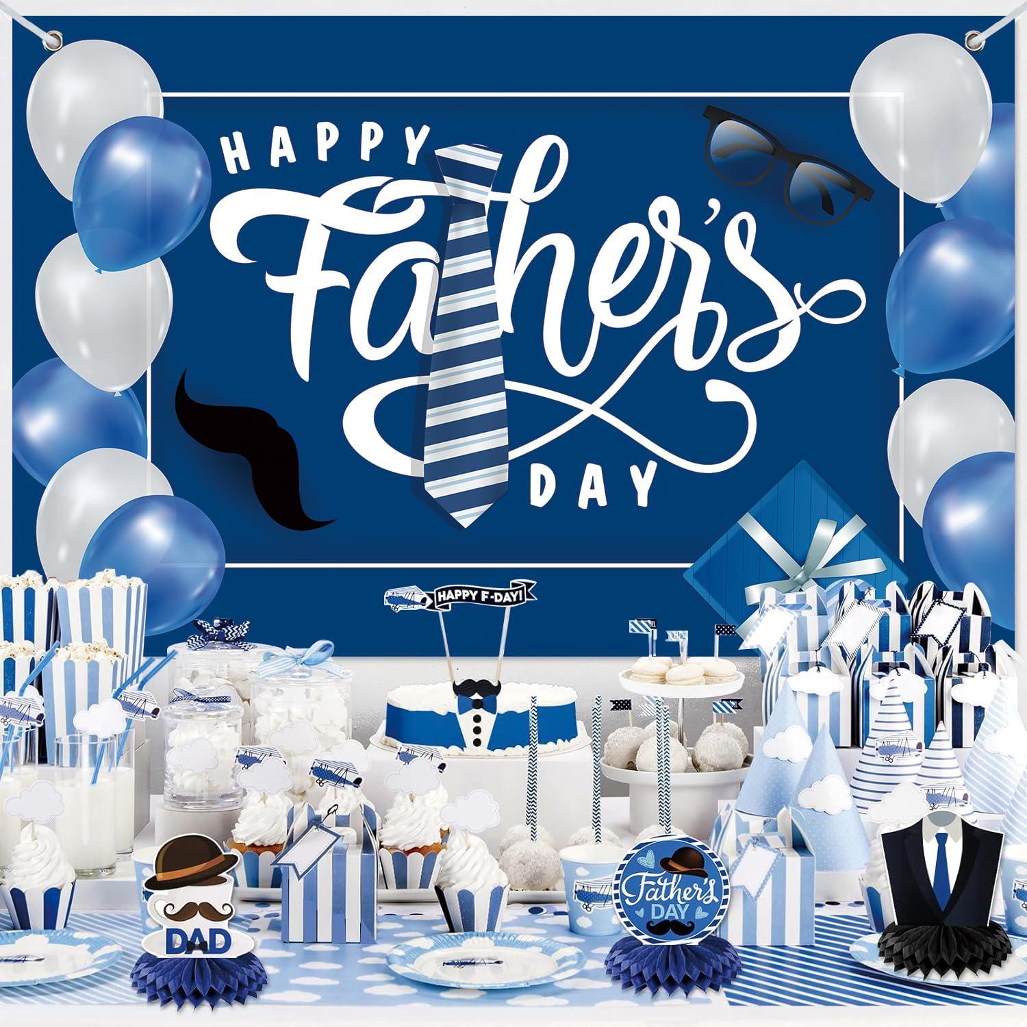 Large Happy Father's Day Backdrop Banner Party Decorations Photography Background for Home Celebration
