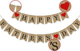 Burlap Happy Father's Day Banner Rustic Bunting Garland Party Decorations for Dad Celebration