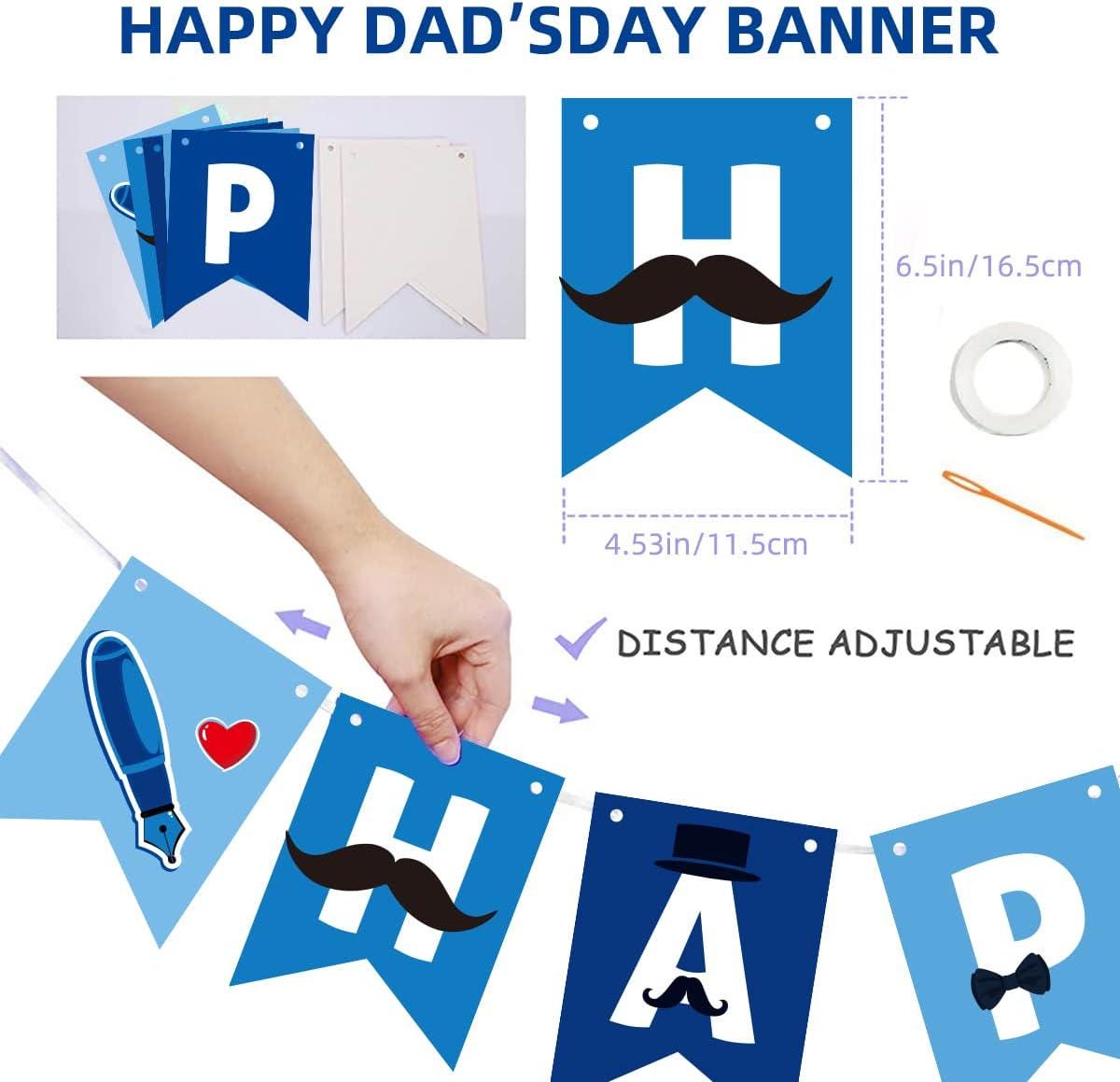 25PCS Father's Day Hanging Decorations Set Happy Dad's Day Banner & Ceiling Swirls Party Supplies