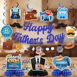 Father's Day Decorations Set Happy Father's Day Banner Hanging Swirls 3D Centerpieces Best Dad Ever Party Supplies