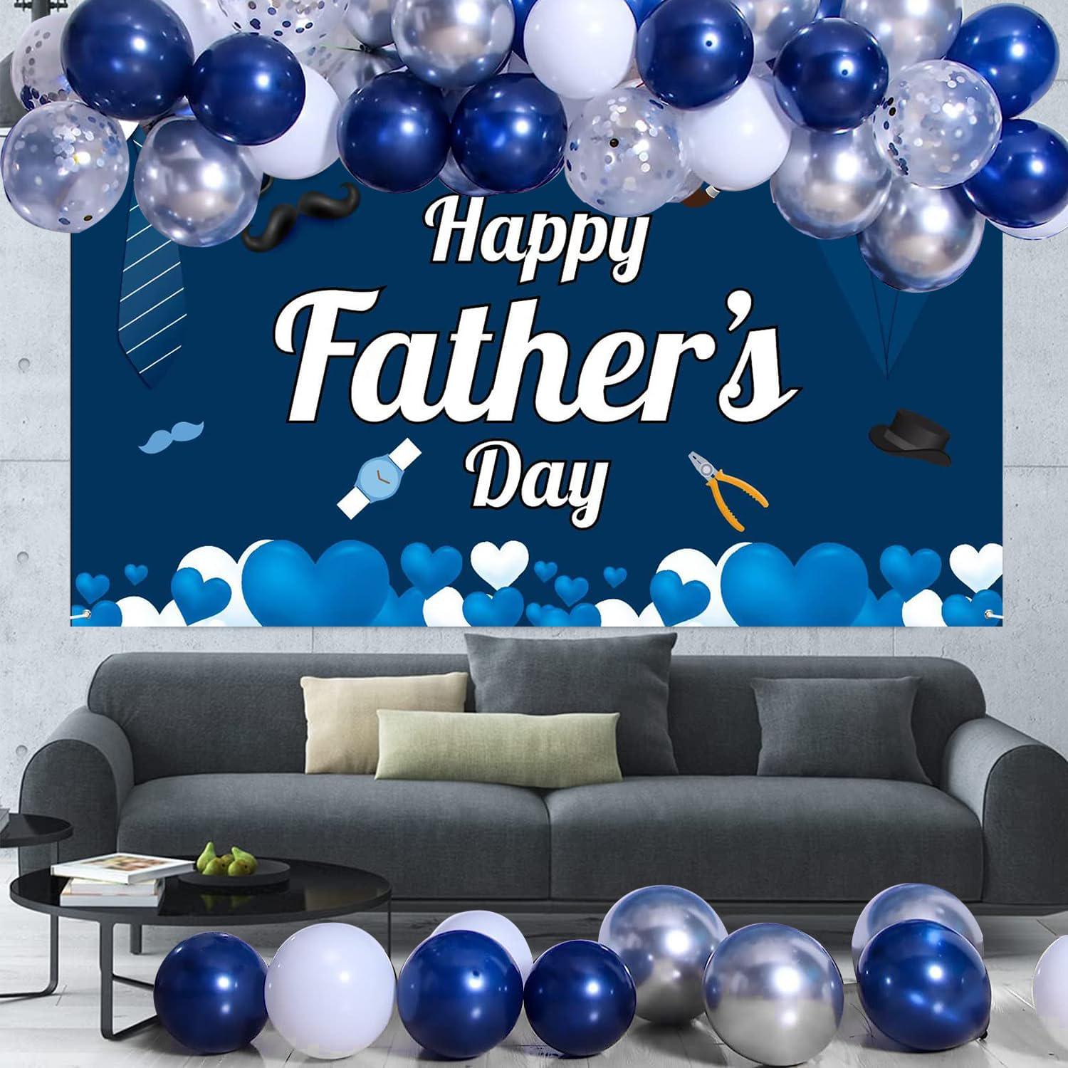 Happy Father's Day Backdrop Banner & Balloon Garland Arch Kit Party Decorations for Dad Photo Wall