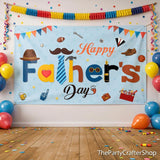 Happy Father's Day Large Blue Backdrop Banner Grandpa Dad Photo Booth Party Decorations