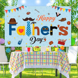Happy Father's Day Large Blue Backdrop Banner Grandpa Dad Photo Booth Party Decorations