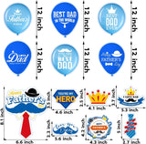 64PCS Happy Father's Day Decorations Set Banner Balloons Hanging Decor Red Mint Theme