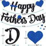 Happy Father's Day Black Glitter Banner We Love Dad Thanks Dad Pre-Assembled Garland Decorations