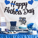 Happy Father's Day Black Glitter Banner We Love Dad Thanks Dad Pre-Assembled Garland Decorations