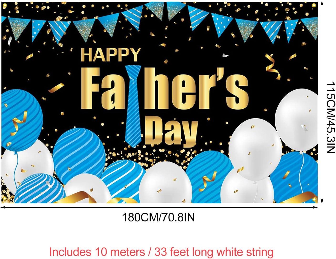 71x45 Inch Father's Day Backdrop Banner with Balloons Photo Booth Party Decorations for Dad