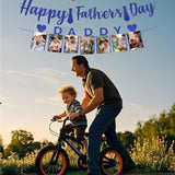 Happy Father's Day Banner Photo Display Garland with 6 Hanging Swirls Party Decorations for Dad