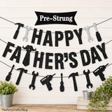 Pre-Strung Happy Father's Day Glitter Banner with Tools Garland for Dad Grandpa Papa Party Decorations