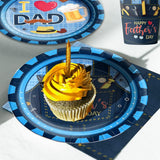 142PCS Father's Day Party Tableware Set Banner Plates Cups Tablecloth I Love Dad Dinner Supplies