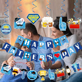 Happy Father's Day Banner & Hanging Swirls Decorations Set Party Supplies for Home Celebration