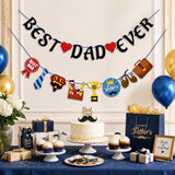 2PCS Best Dad Ever Banner Set Happy Father's Day Pre-Assembled Garland Decorations for Dad Birthday