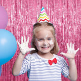 2 Pack Pink Foil Fringe Curtain Metallic Tinsel Backdrop Party Decorations