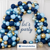 Navy Blue Gold Balloon Garland Arch Kit: Birthday, Wedding, Father's Day Party Decorations