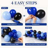 Navy Royal Light Blue Black Balloon Arch Kit for Father’s Day Party Decorations