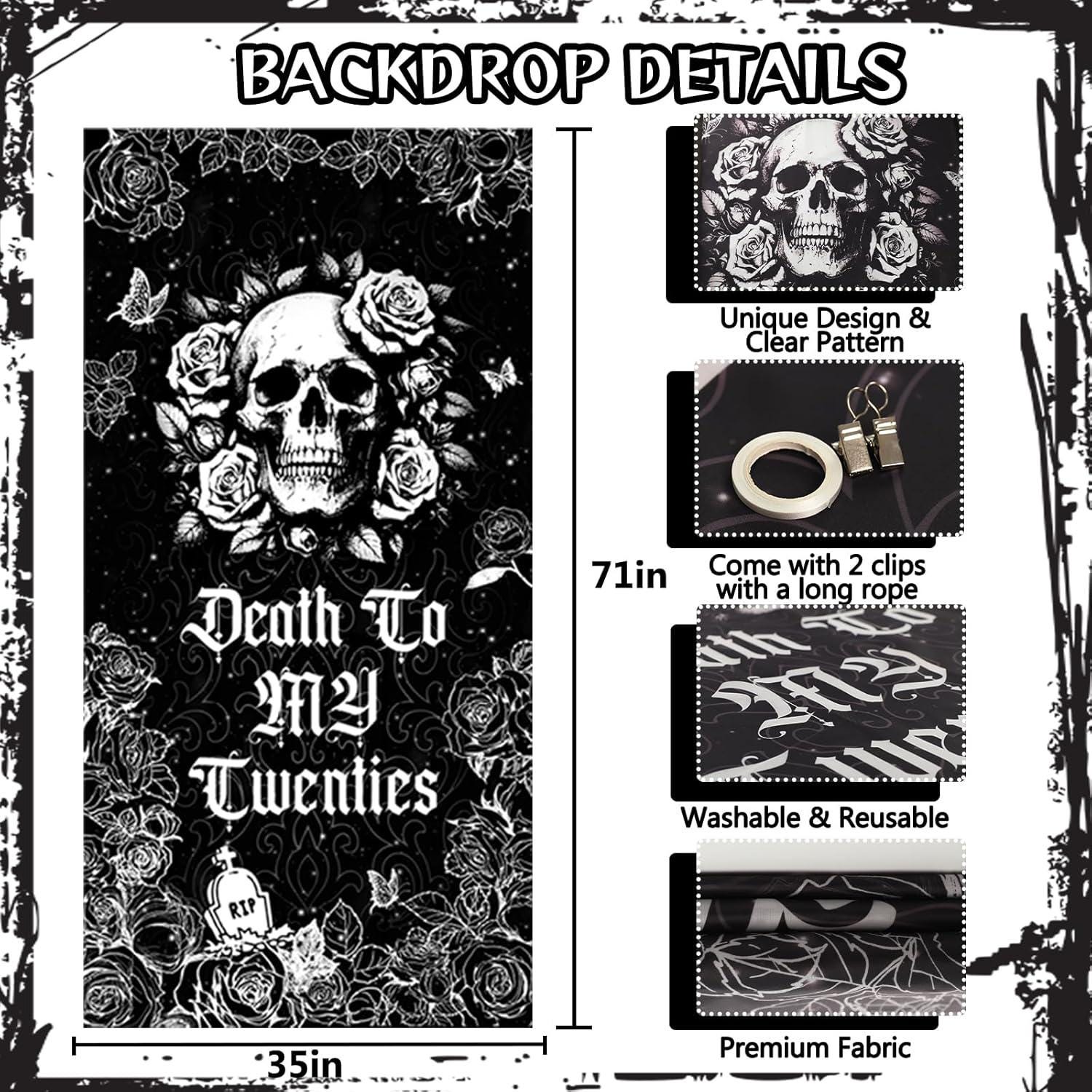 Death to My 20s 30th Birthday Decorations Set RIP to My 20s Banner Backdrop Balloons Sash Crown
