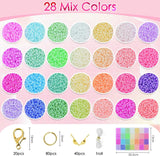 11000PCS Glass Seed Beads Kit 28 Colors 3mm Friendship Bracelet Jewelry Making Supplies