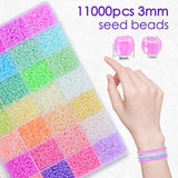 11000PCS Glass Seed Beads Kit 28 Colors 3mm Friendship Bracelet Jewelry Making Supplies