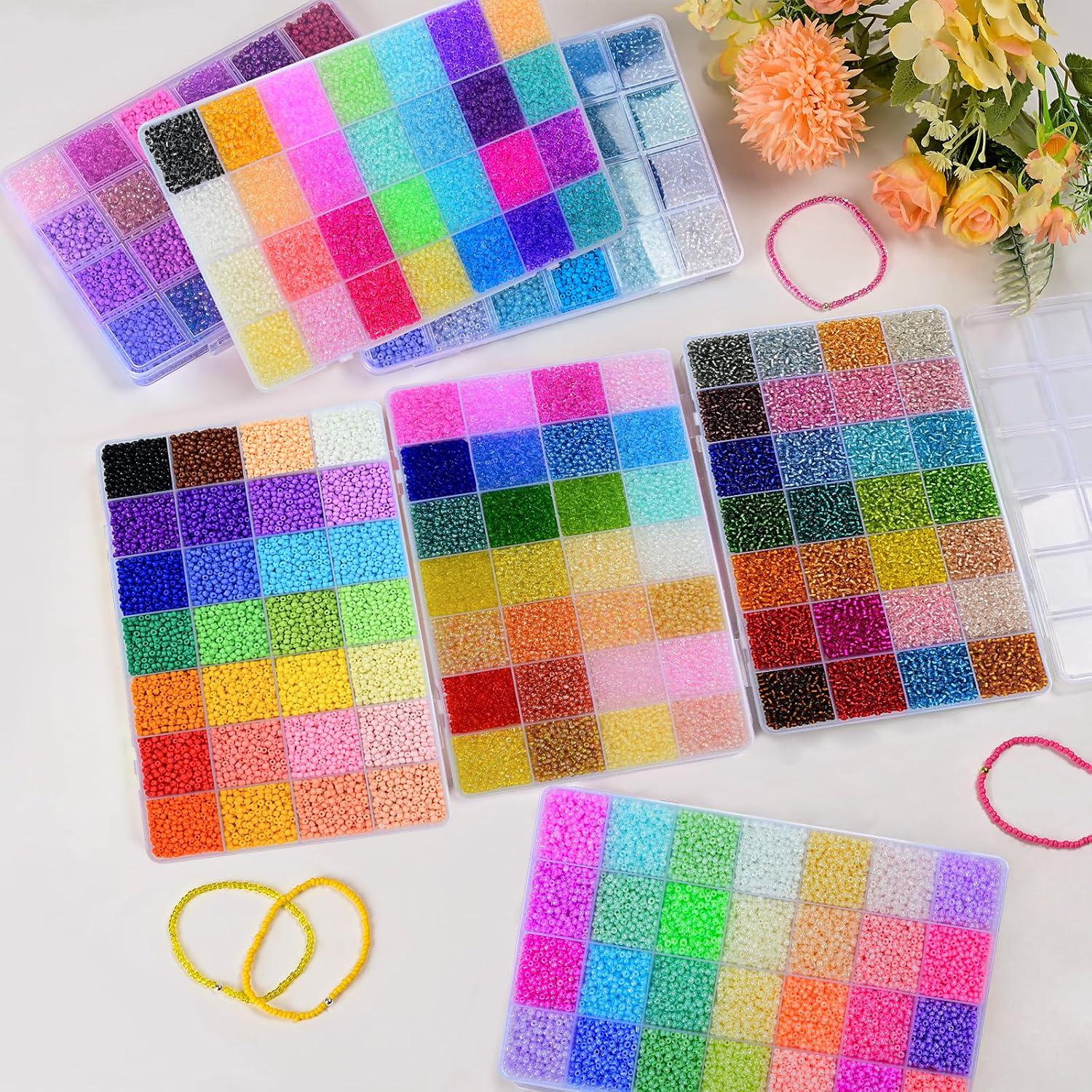11000PCS Glass Seed Beads Kit 28 Colors 3mm Friendship Bracelet Jewelry Making Supplies