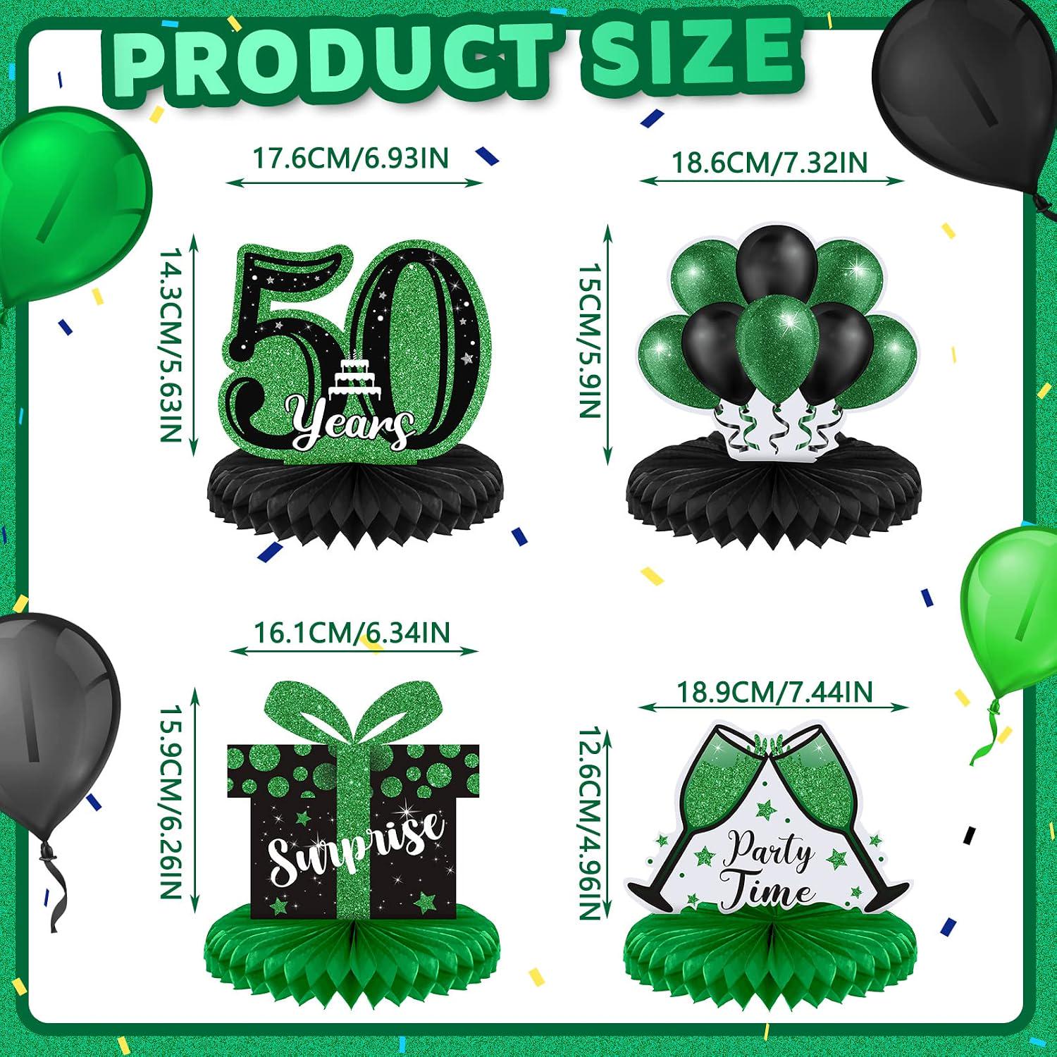 8PCS 50th Birthday Honeycomb Centerpieces Black Green Red Table Decorations Party Supplies