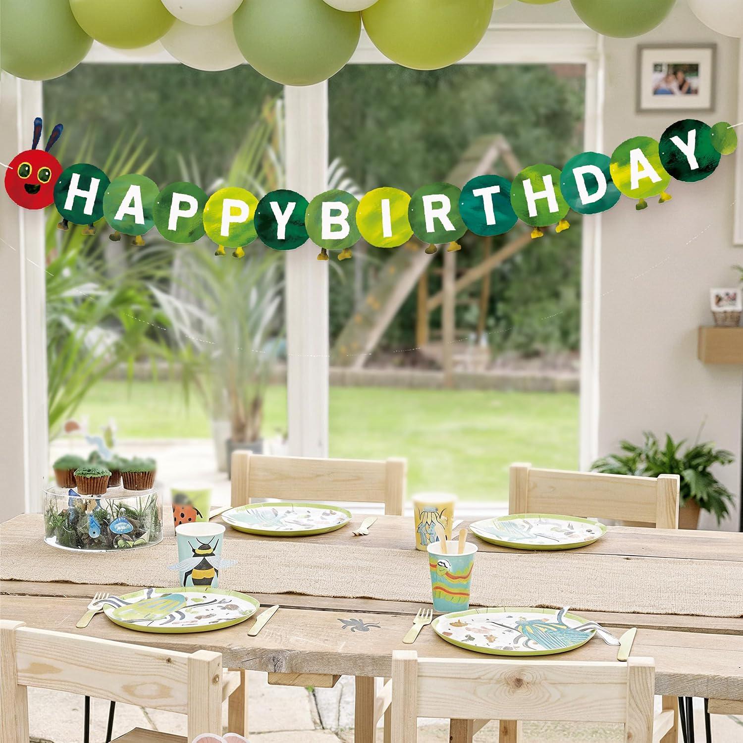 Hungry Caterpillar Birthday Banner, Fruit Garland, Bug Theme Party Decor