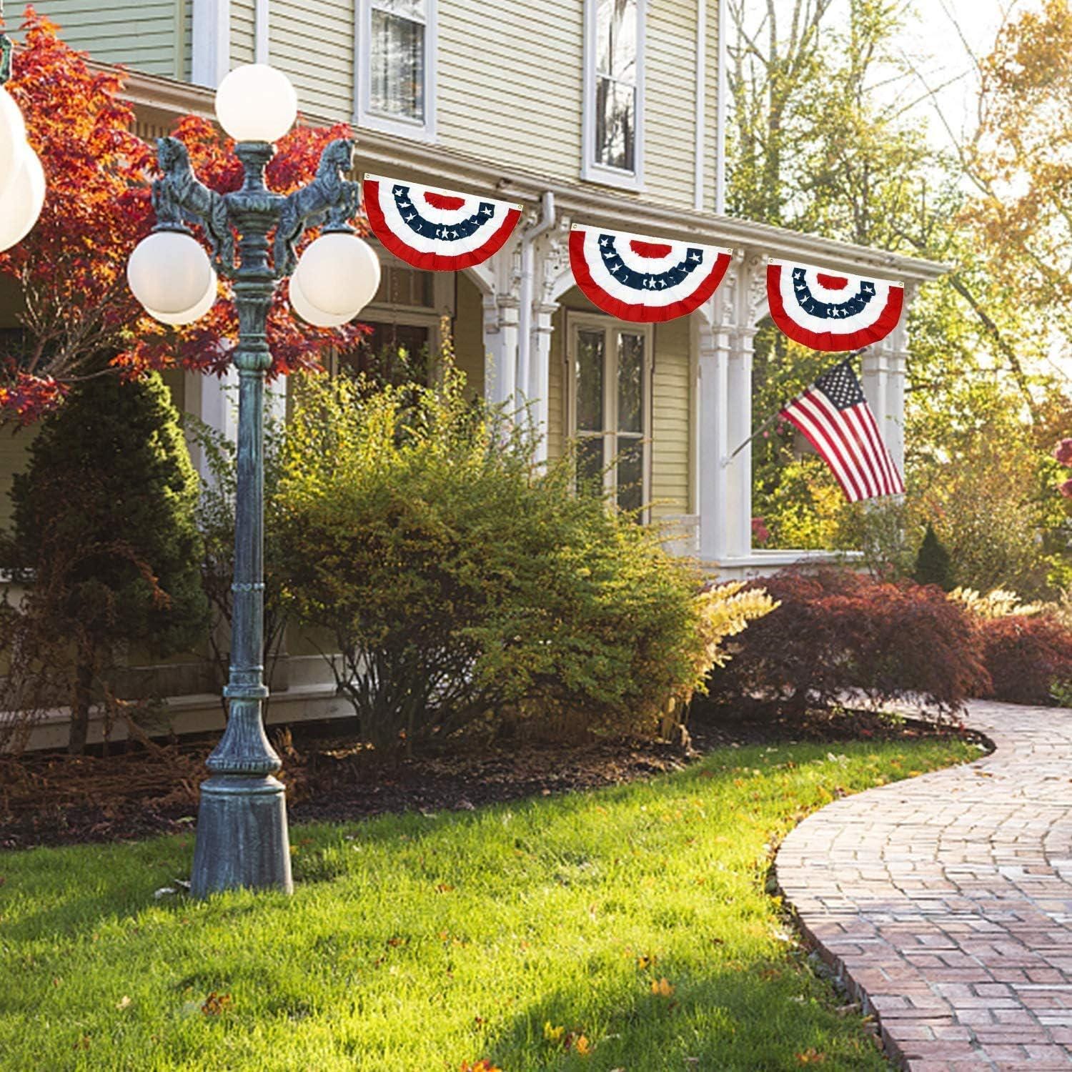 American Flag Bunting Patriotic Pleated Fan Flag USA Outdoor Presidents Day Set 10