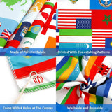 World Flag Banner Backdrop, International Country Fabric Party Decor (5x3ft)