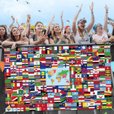 World Flag Banner Backdrop, International Country Fabric Party Decor (5x3ft)