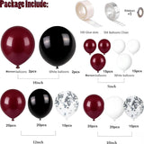 134PCS Graduation Party Balloon Arch Kit Maroon White Burgundy Black Silver Confetti Decorations 2026