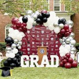 134PCS Graduation Party Balloon Arch Kit Maroon White Burgundy Black Silver Confetti Decorations 2026