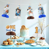 Milk & Cookies 1st Birthday Decorations 8PCS One Sweet Boy Honeycomb Centerpieces Table Decor
