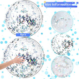 Silver Glitter Beach Balls, 24 Inch Confetti Pool Party Decorations (Set of 6)