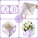 6PCS Baby Shower Centerpieces Purple Butterfly Baby Blocks Table Decorations Gender Reveal Party Supplies