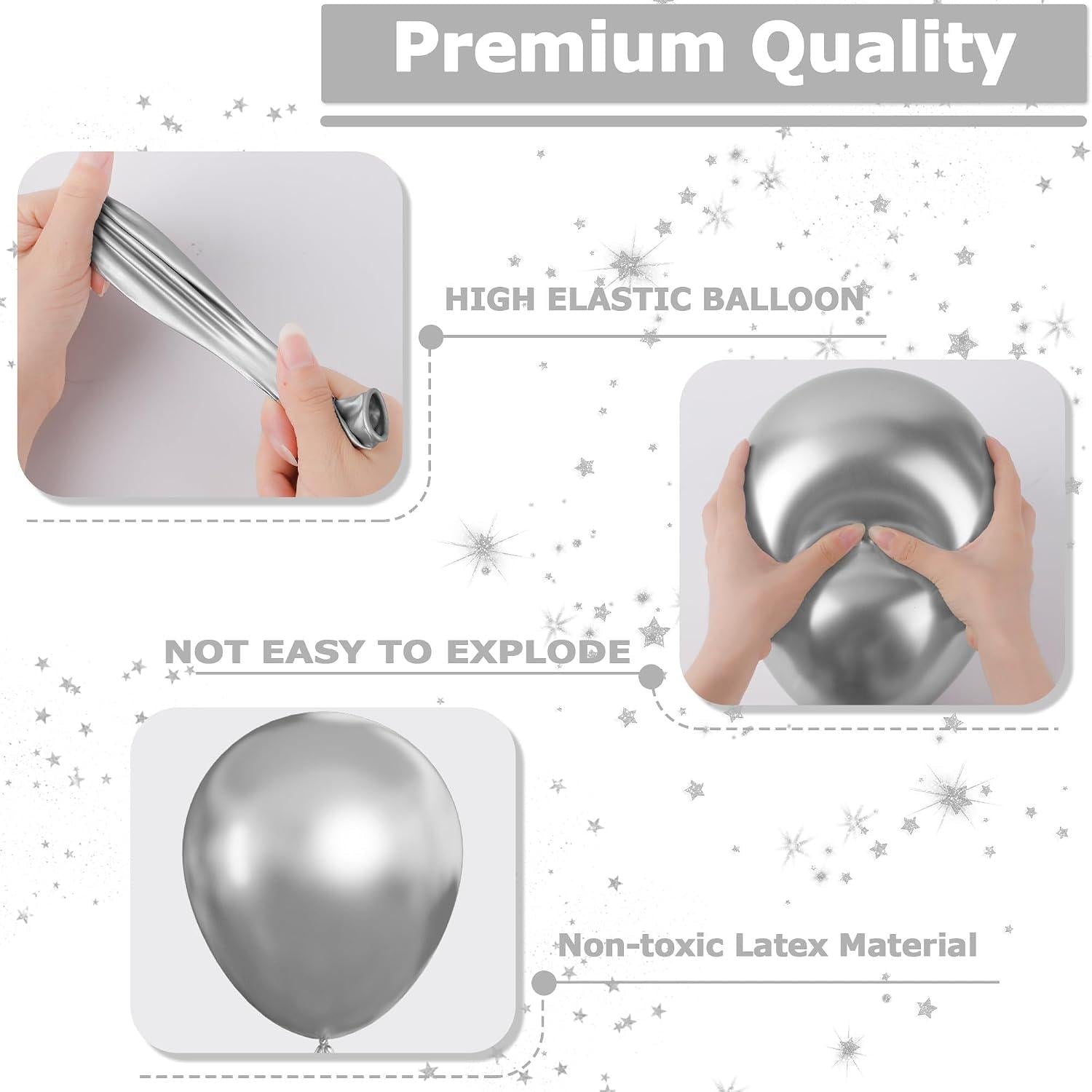 164PCS Silver Balloon Garland Kit Metallic Latex Arch Set Birthday Wedding Party Decorations