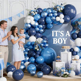 Blue Balloon Arch Kit 155 Pcs Navy Light Metallic Blue White Garland Party Decorations