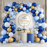 Blue Gold Balloon Arch Kit Navy Royal Metallic Confetti Balloon Garland Party Decor