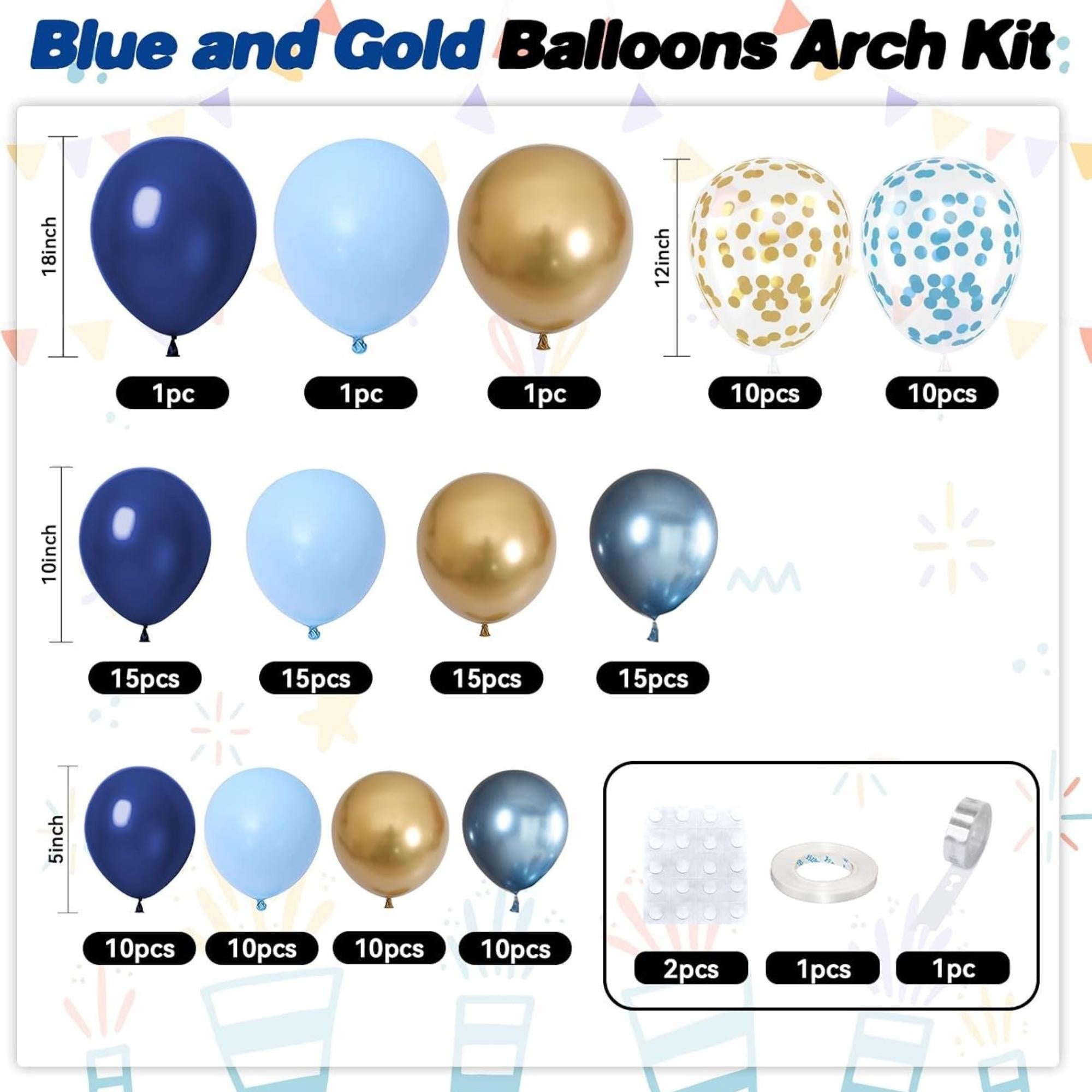 Blue Gold Balloon Arch Kit Navy Royal Metallic Confetti Balloon Garland Party Decor