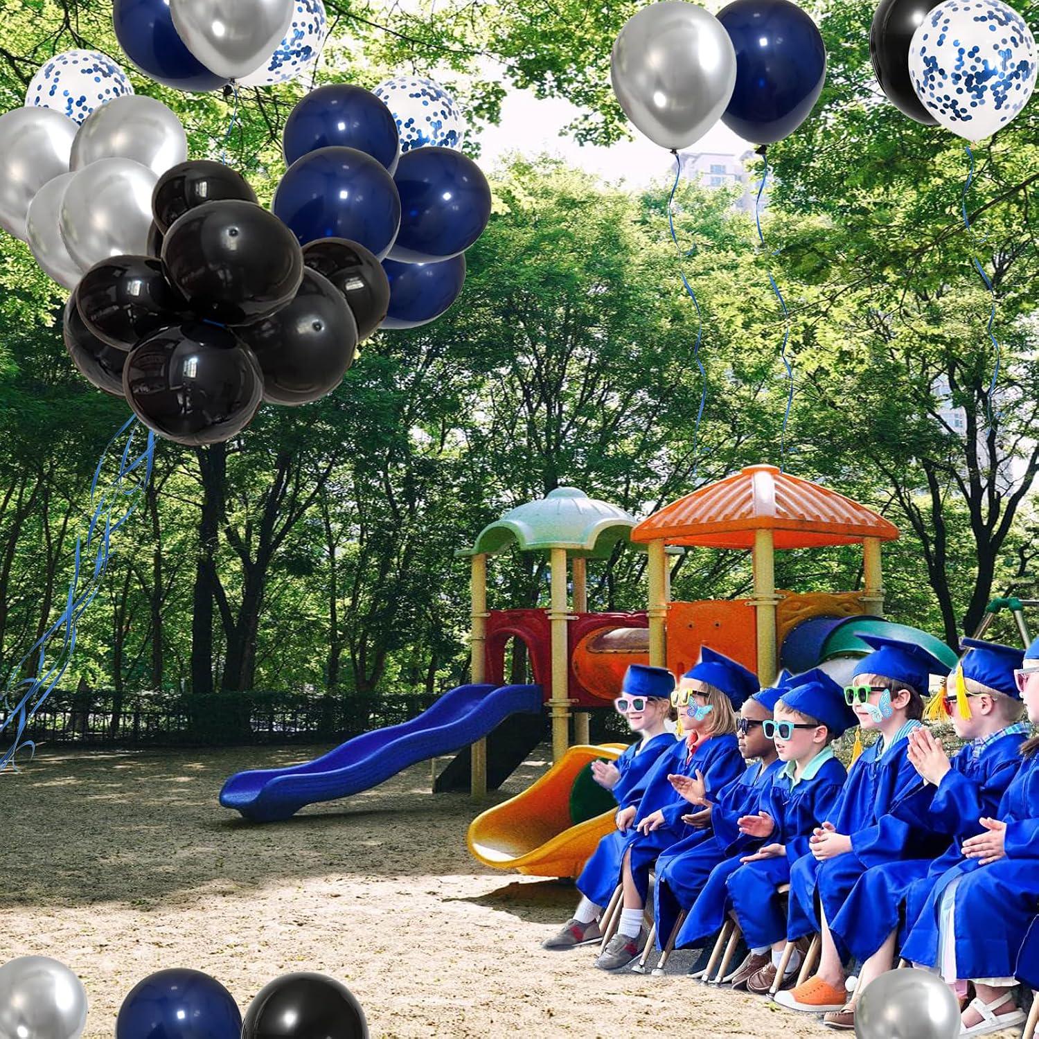 Blue Black Silver Balloon Arch Kit: 57 Pcs Dark Blue Metallic Balloons for Celebrations
