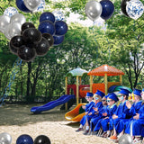 Blue Black Silver Balloon Arch Kit: 57 Pcs Dark Blue Metallic Balloons for Celebrations