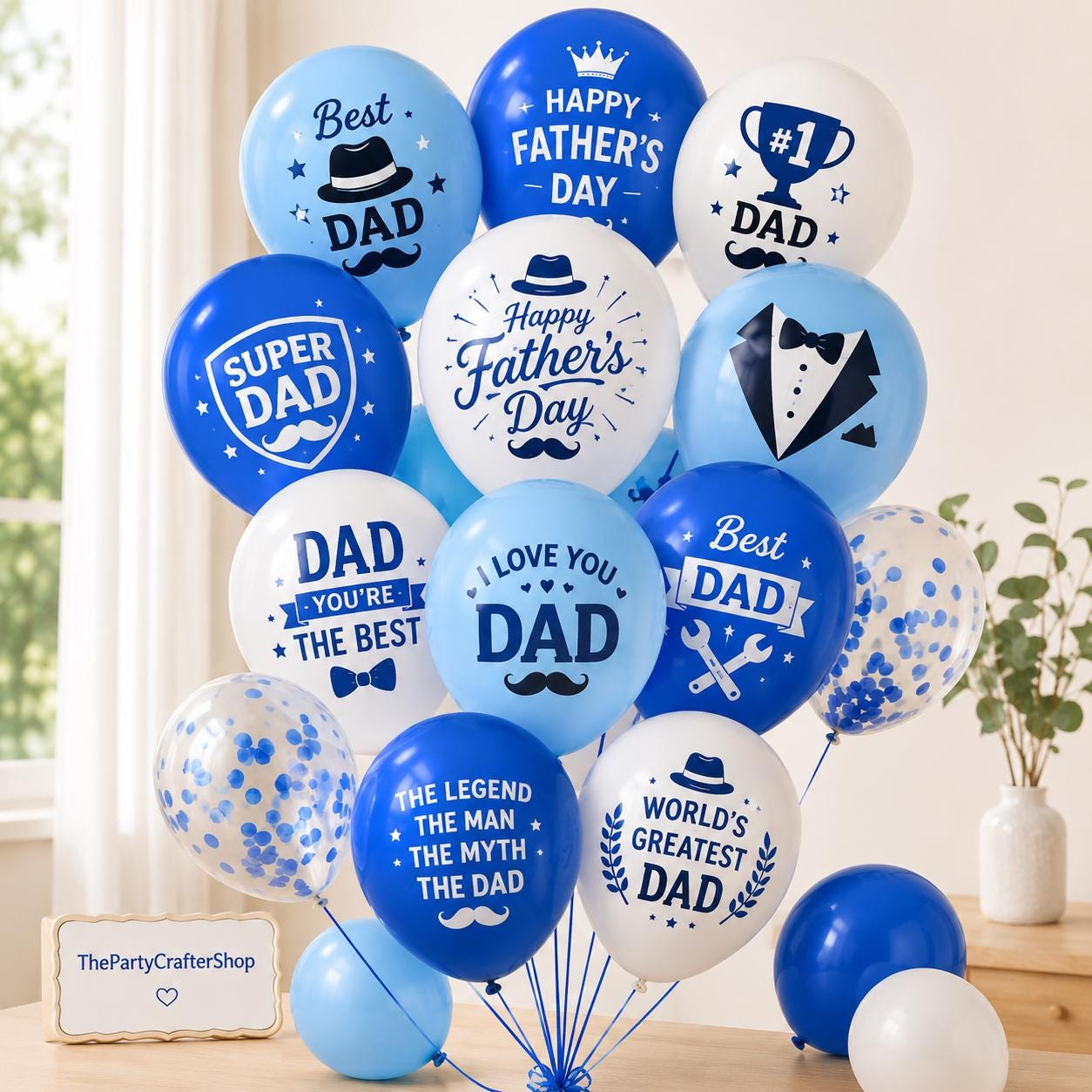 Happy Father's Day Blue Latex Balloons – Dad Party Decorations